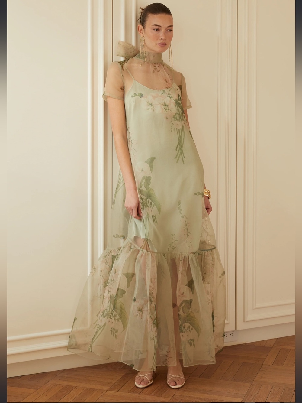NWT CAARA Melody Mint Blossom Floral
Organza Dress Size XS